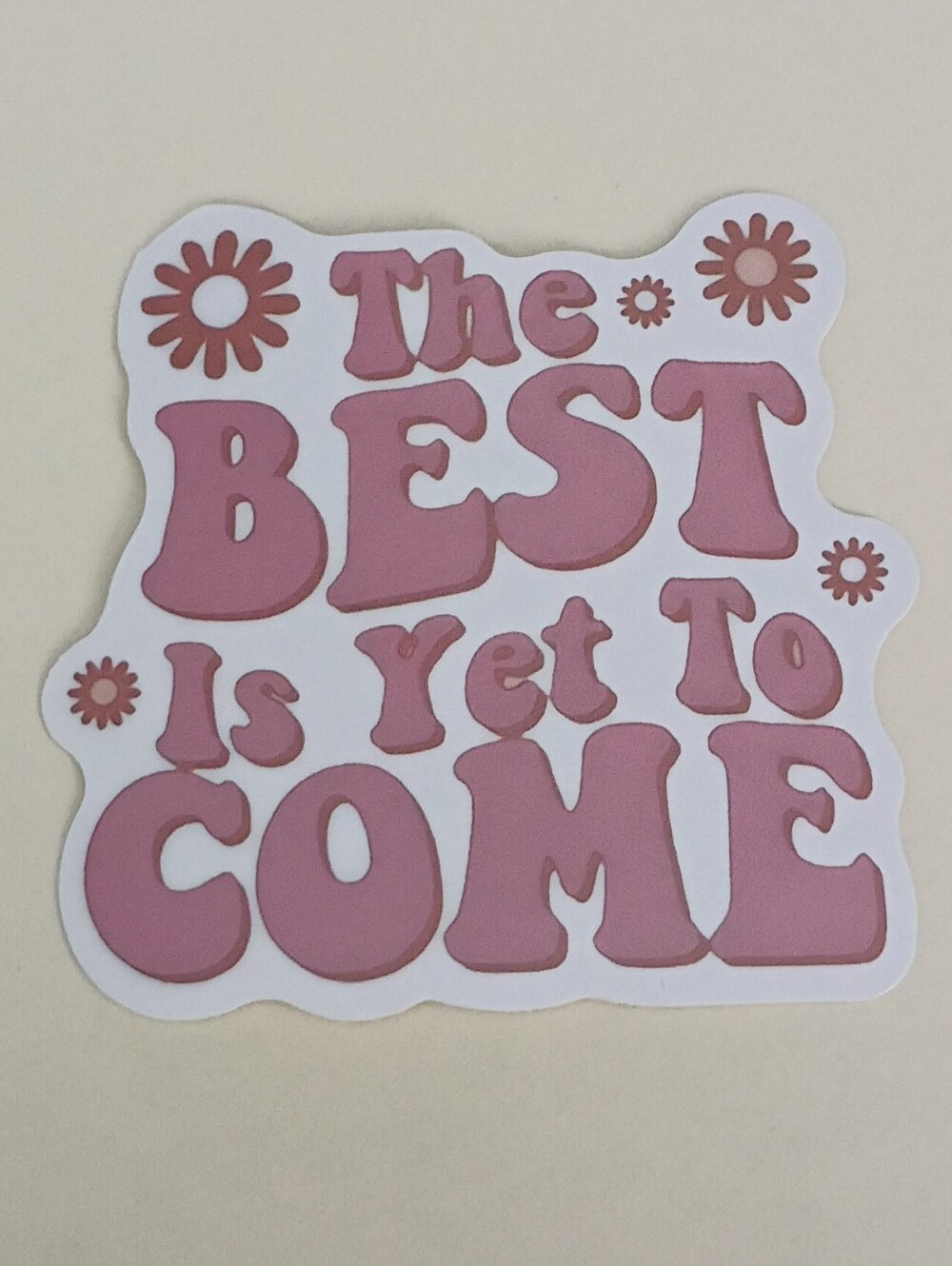 10/$10 Stickers - The Best Is Yet To Come - Pink Text & Flowers